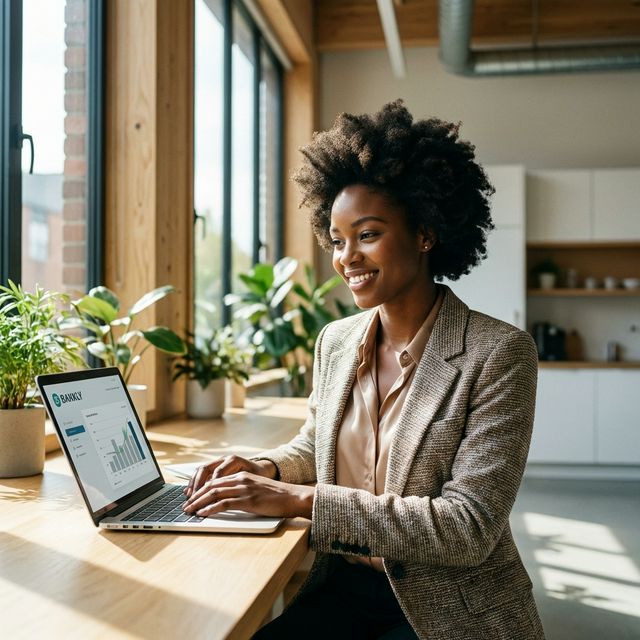 Professional woman using digital banking