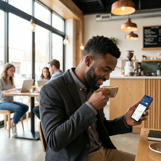 Young professional using mobile banking